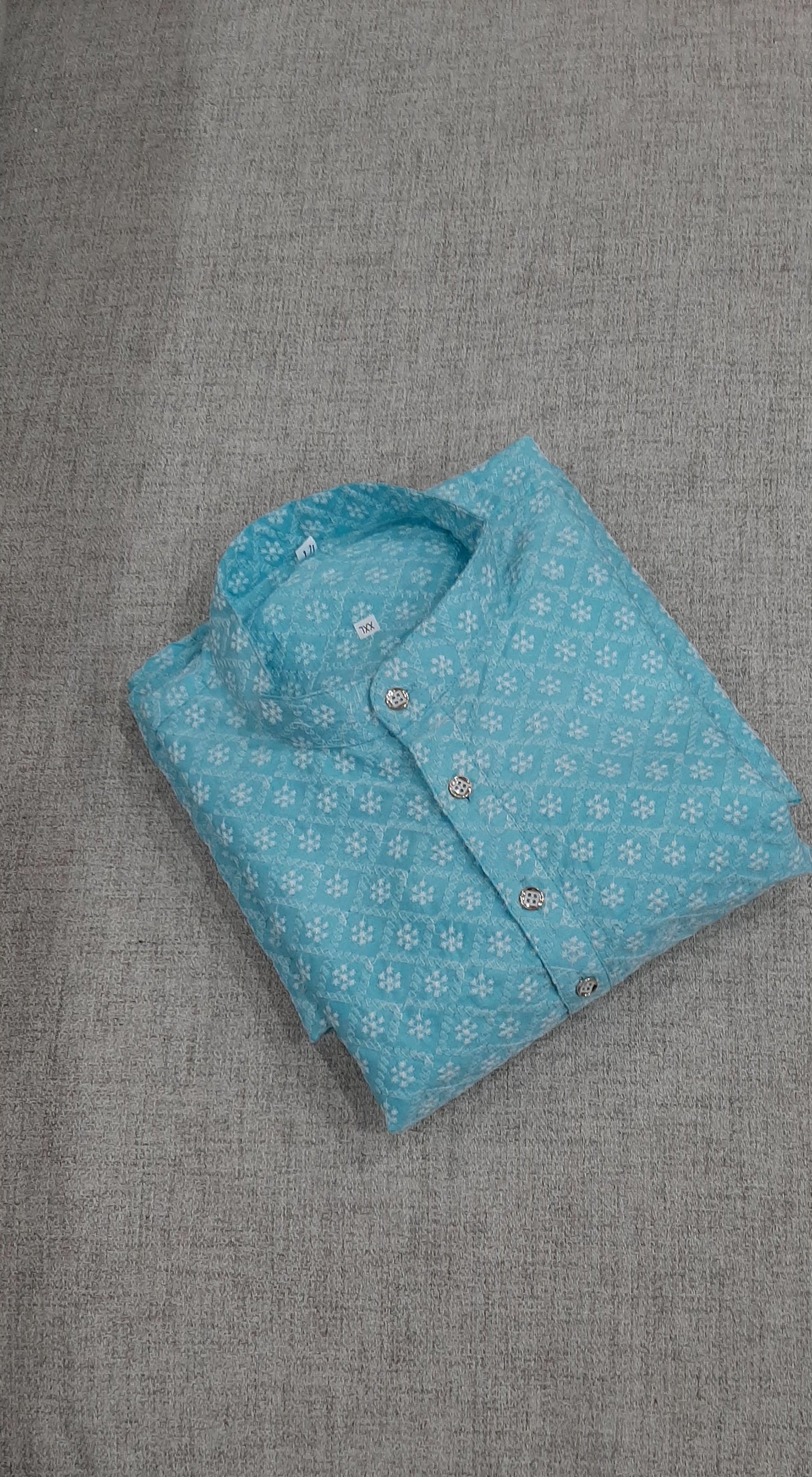 Light blue cotton chikan kurti @ DressingStylesCA.com