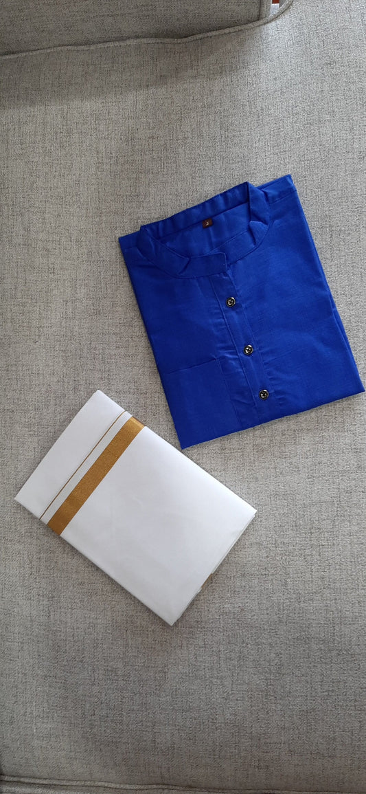 Blue Dhoti and Shirt combo @ DressingStylesCA.com
