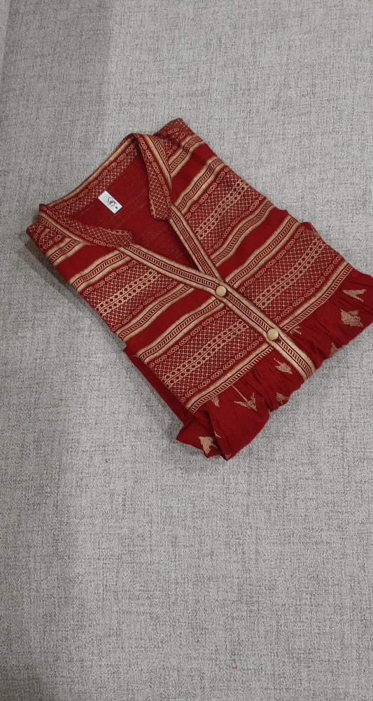 Short Top - Red Printed Tunic @ DressingStylesCA.com