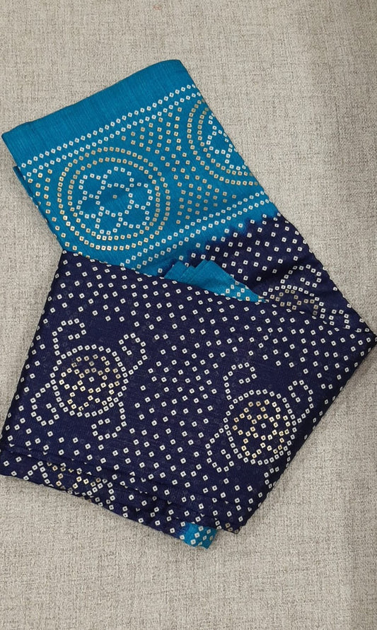 Navy Blue Sari with Light Blue Border @ DressingStylesCA.com