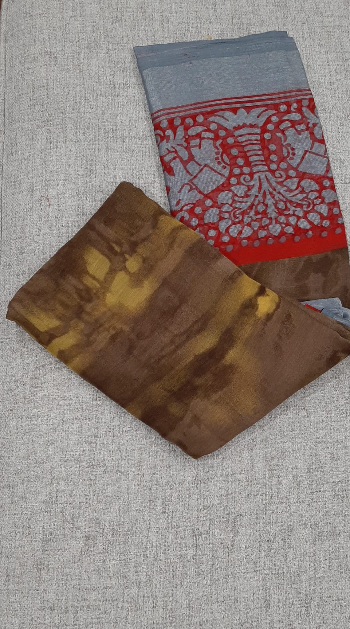 Brown Sari with Red Border @ DressingStylesCA.com