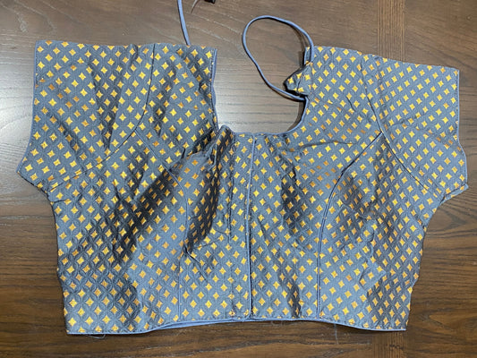 Ash Blue Brocade Blouse @ DressingStylesCA.com
