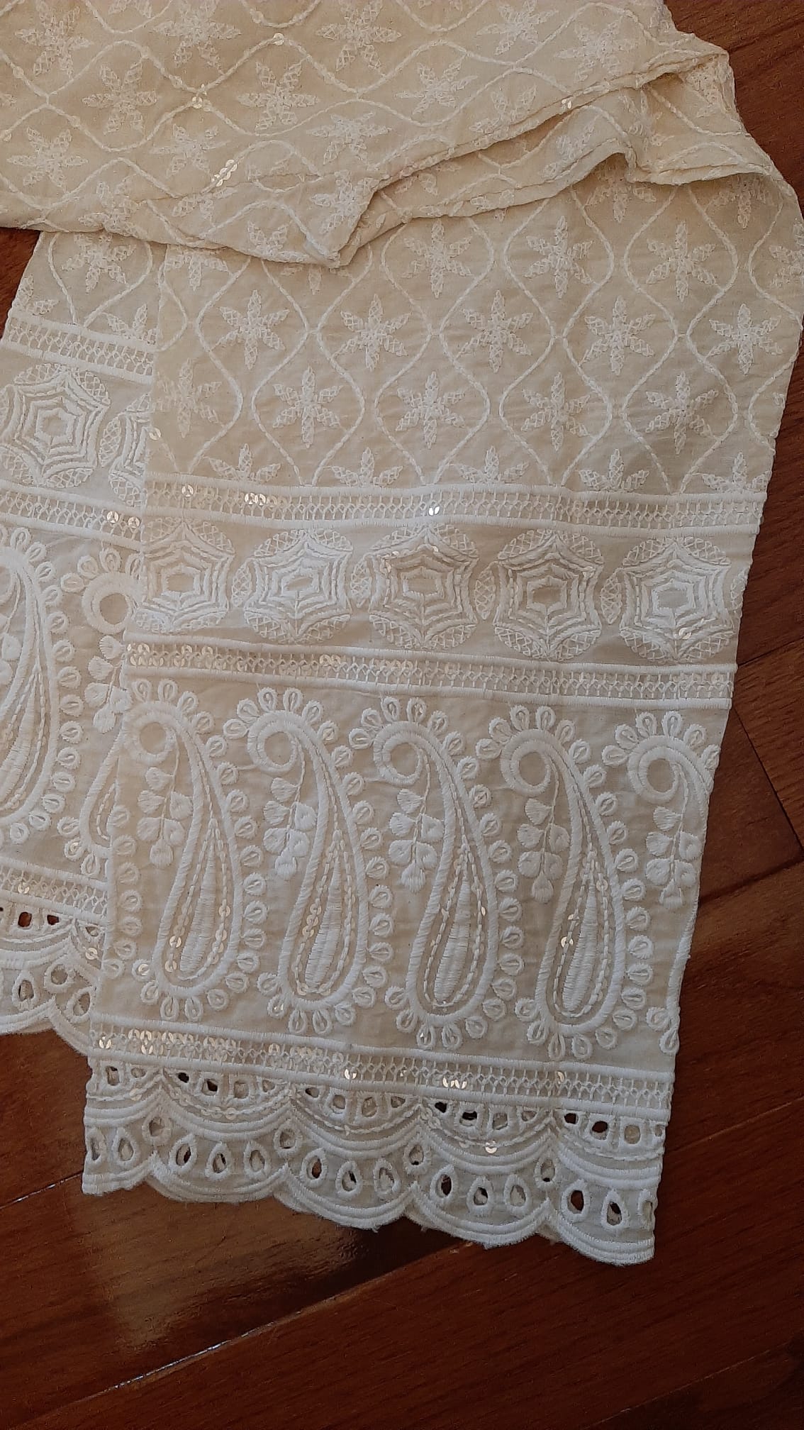 Beige Palazzo- chikankari cotton @ DressingStylesCA.com