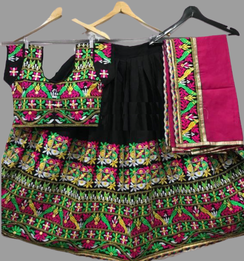 Black Chaniya Choli and Gamthi work Green Dupatta @ DressingStylesCA.com