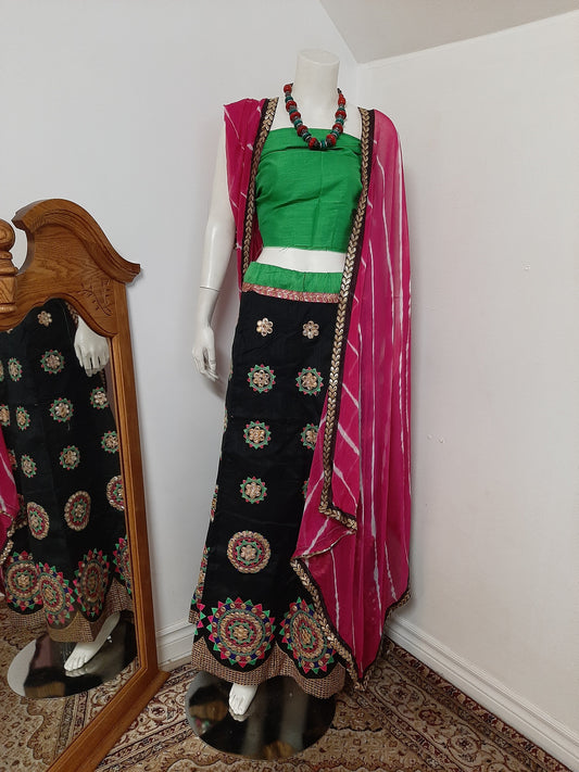 Black Chaniya Choli and Pink Dupatta @ DressingStylesCA.com
