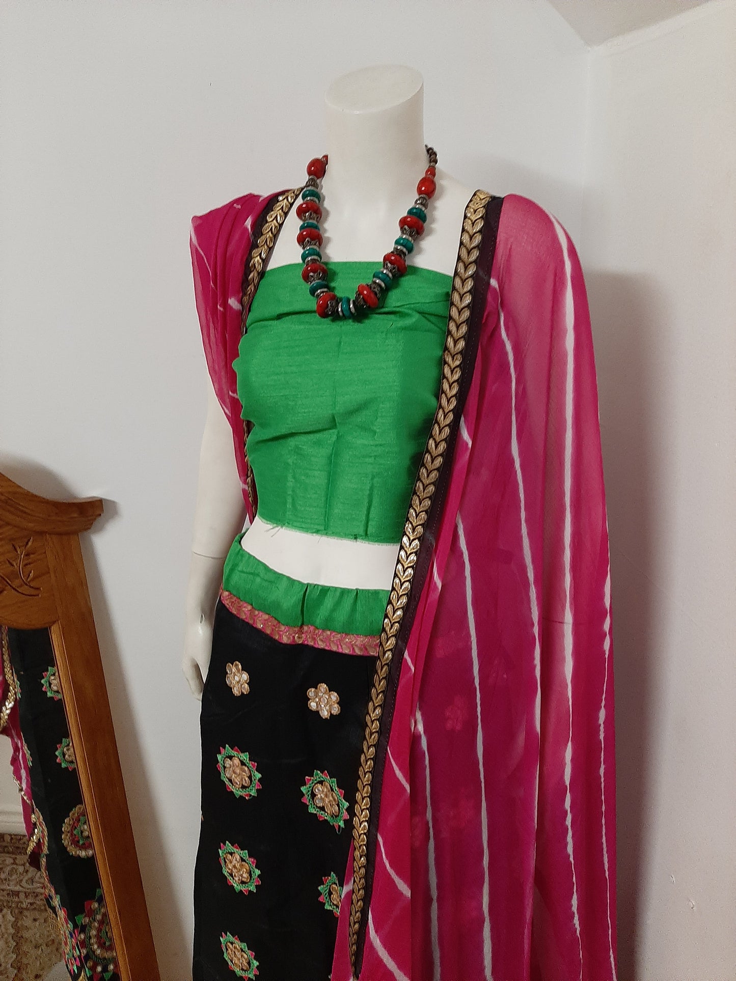 Black Chaniya Choli and Pink Dupatta @ DressingStylesCA.com