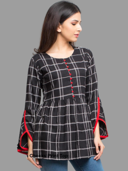Short Top- Black Checked @ DressingStylesCA.com