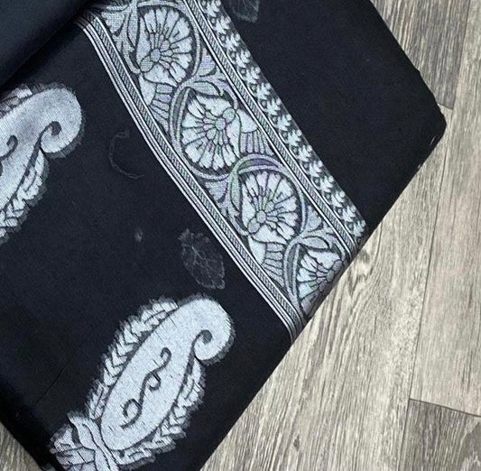 Black Cotton Silk saree @ DressingStylesCA.com