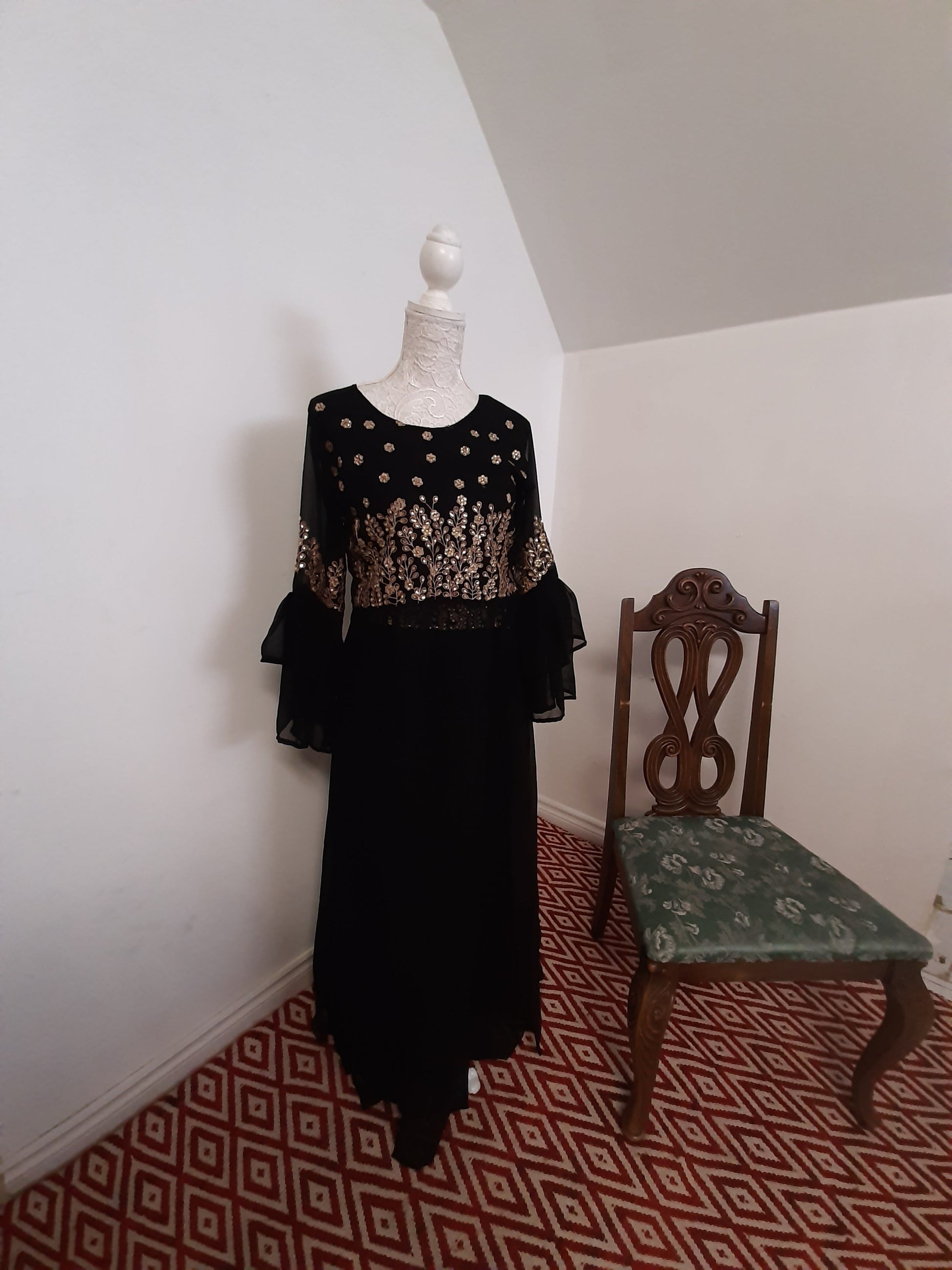 Black Georgette Lehenga with Split Top @ DressingStylesCA.com