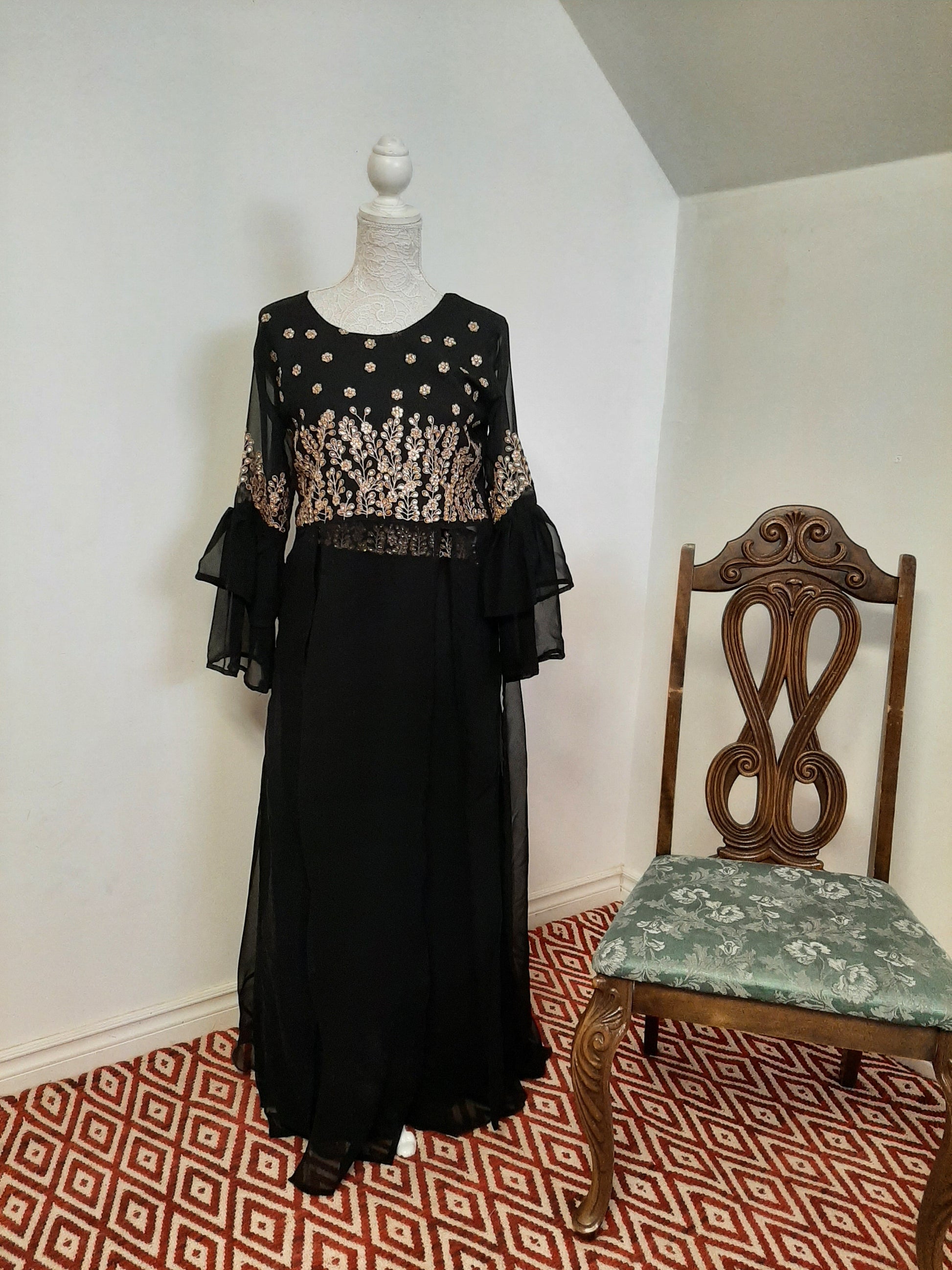 Black Georgette Lehenga with Split Top @ DressingStylesCA.com