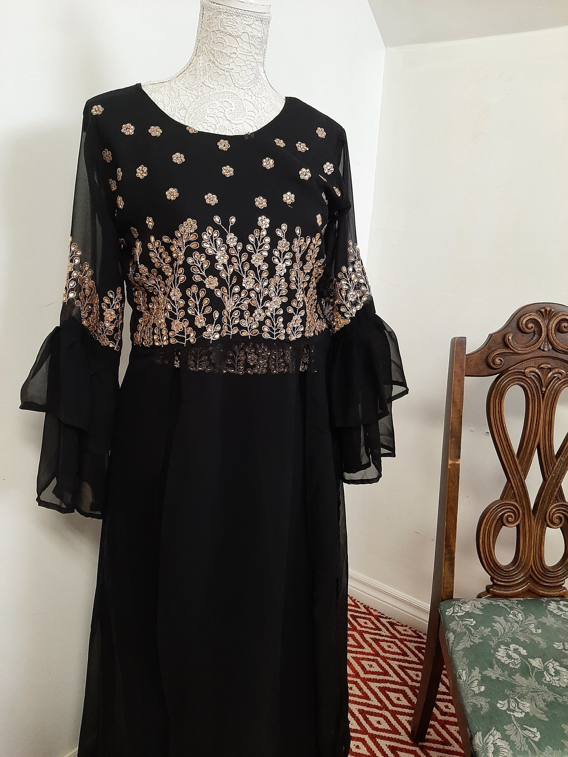 Black Georgette Lehenga with Split Top @ DressingStylesCA.com