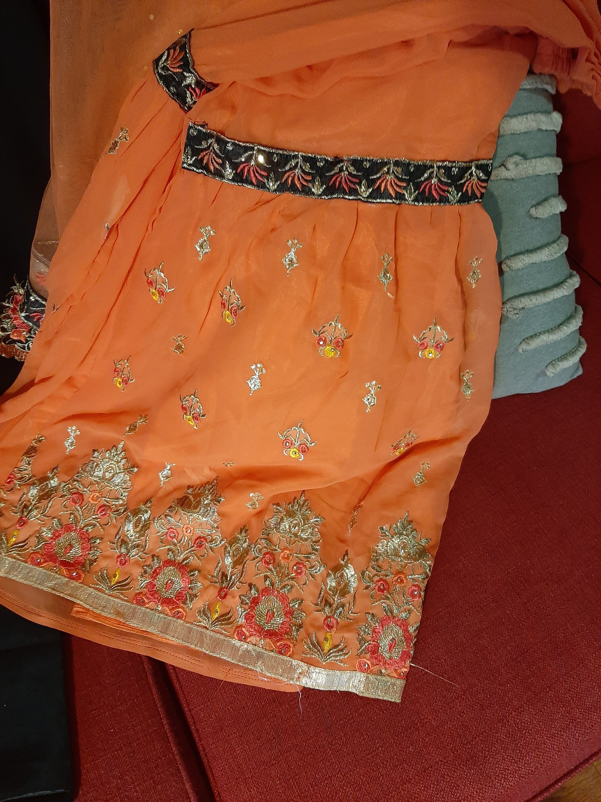 Black Kurti and Orange Stitched Sharara @ DressingStylesCA.com