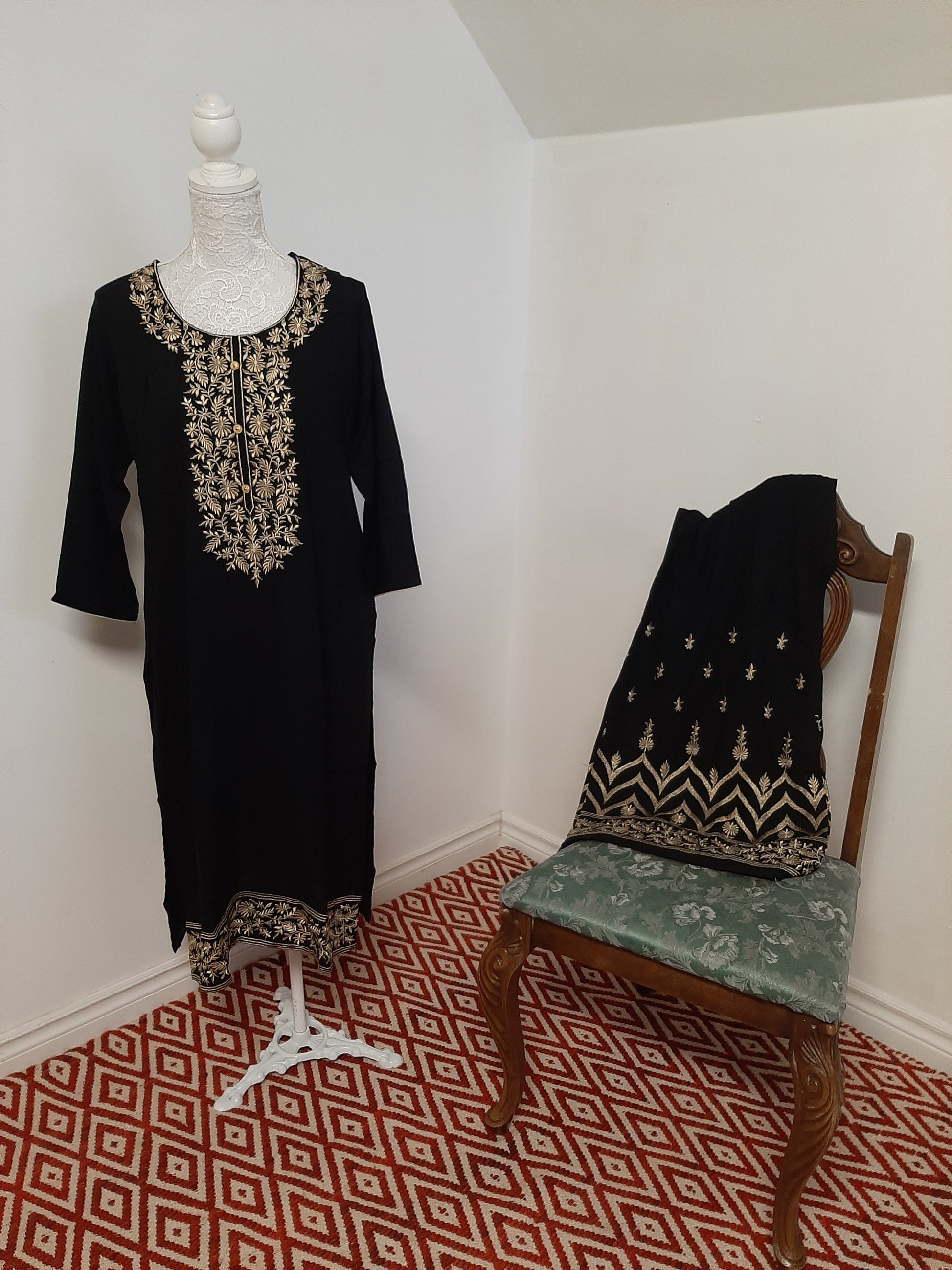 Black Kurti and Palazzo Plus size- Black & White @ DressingStylesCA.com