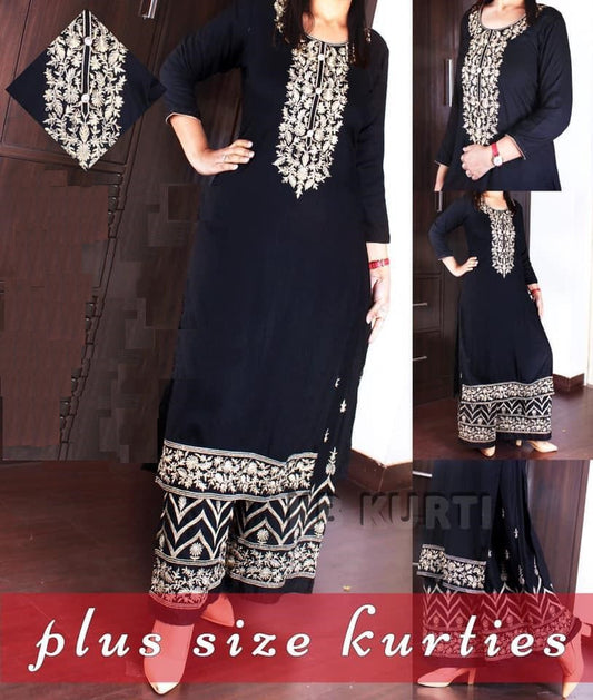Black Kurti and Palazzo Plus size- Black & White @ DressingStylesCA.com