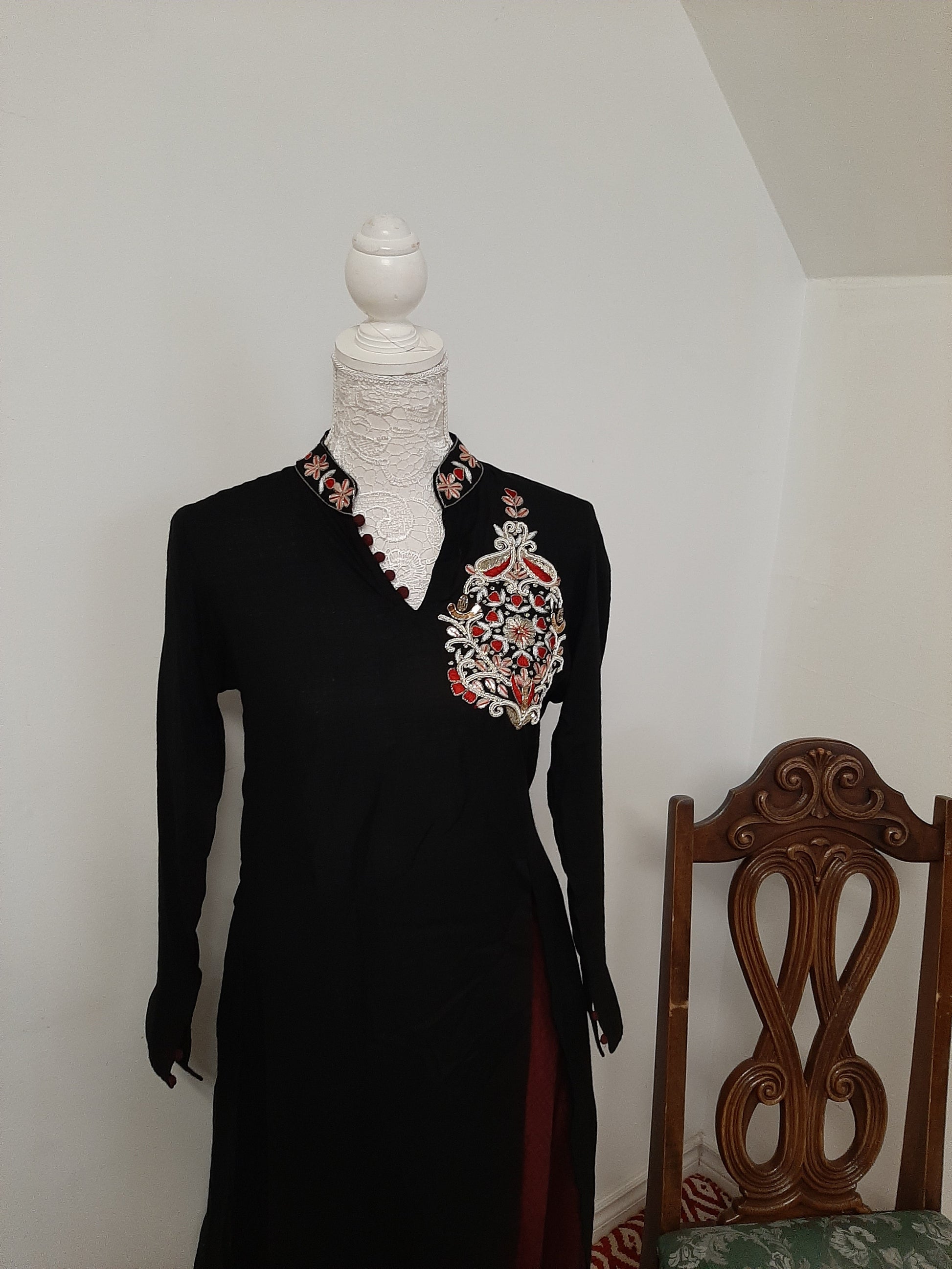 Black Kurti with Brown Skirt @ DressingStylesCA.com