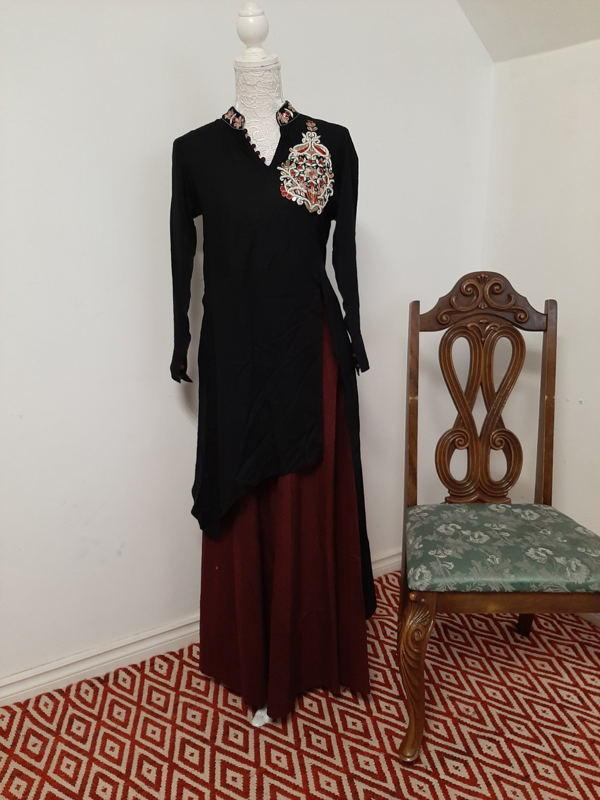 Black Kurti with Brown Skirt @ DressingStylesCA.com