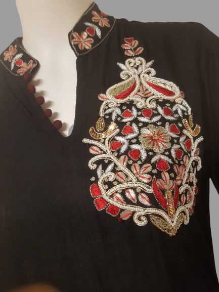 Black Kurti with Brown Skirt @ DressingStylesCA.com