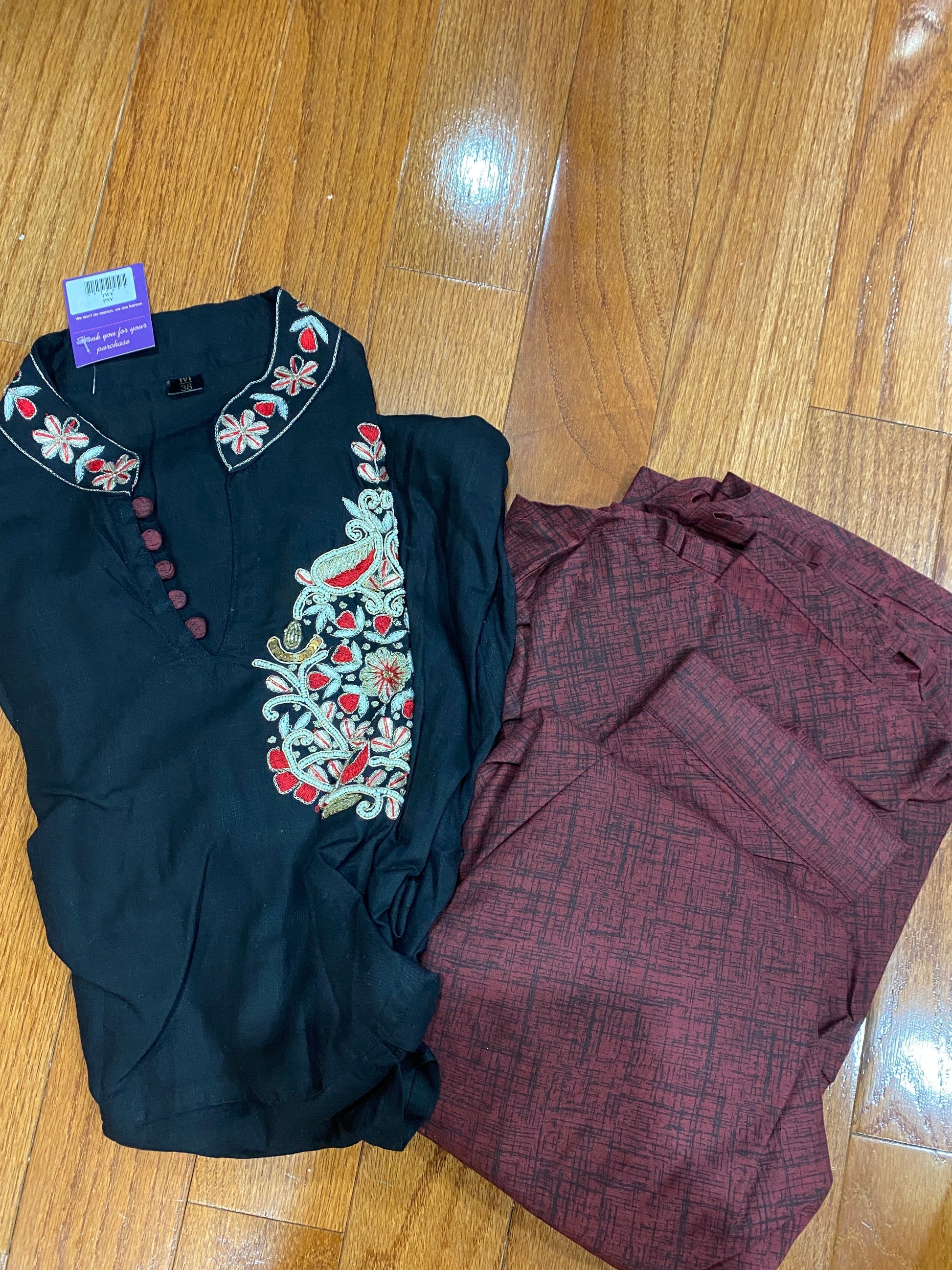 Black Kurti with Brown Skirt @ DressingStylesCA.com