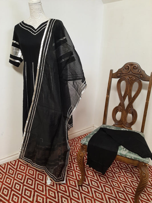 Black Kurti with Silver Design- Rayon @ DressingStylesCA.com