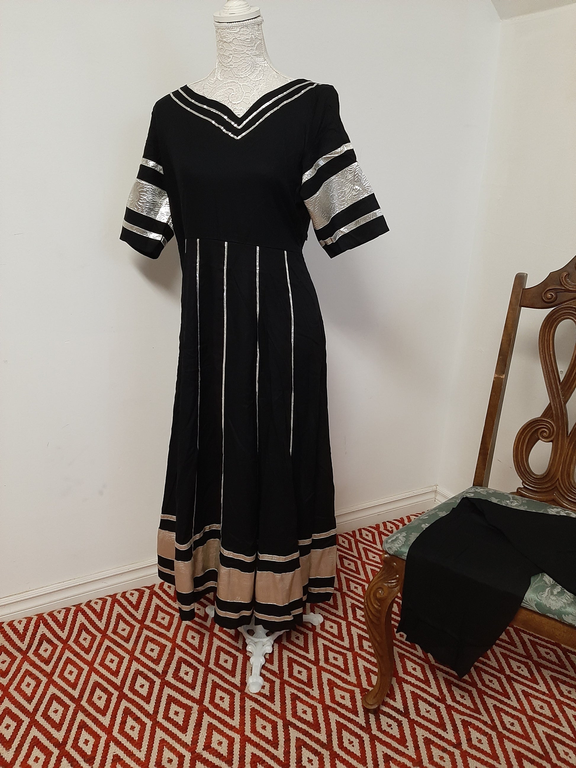 Black Kurti with Silver Design- Rayon @ DressingStylesCA.com