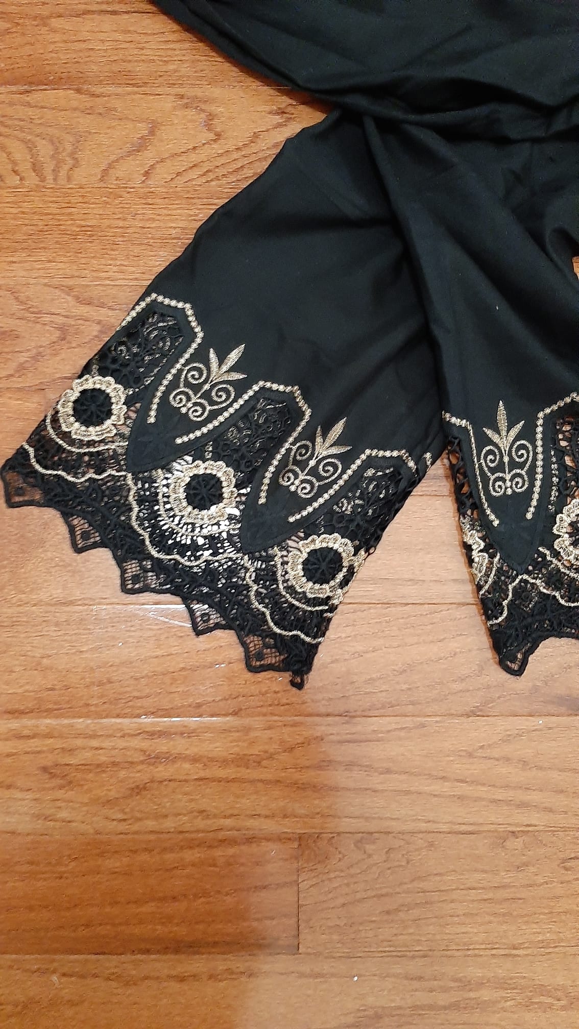 Black Pants with Golden Embroidery at legs @ DressingStylesCA.com