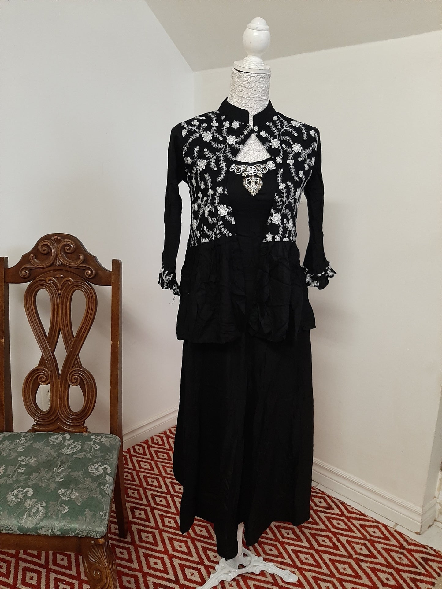 Black Rayon Kurti with Black Jacket @ DressingStylesCA.com