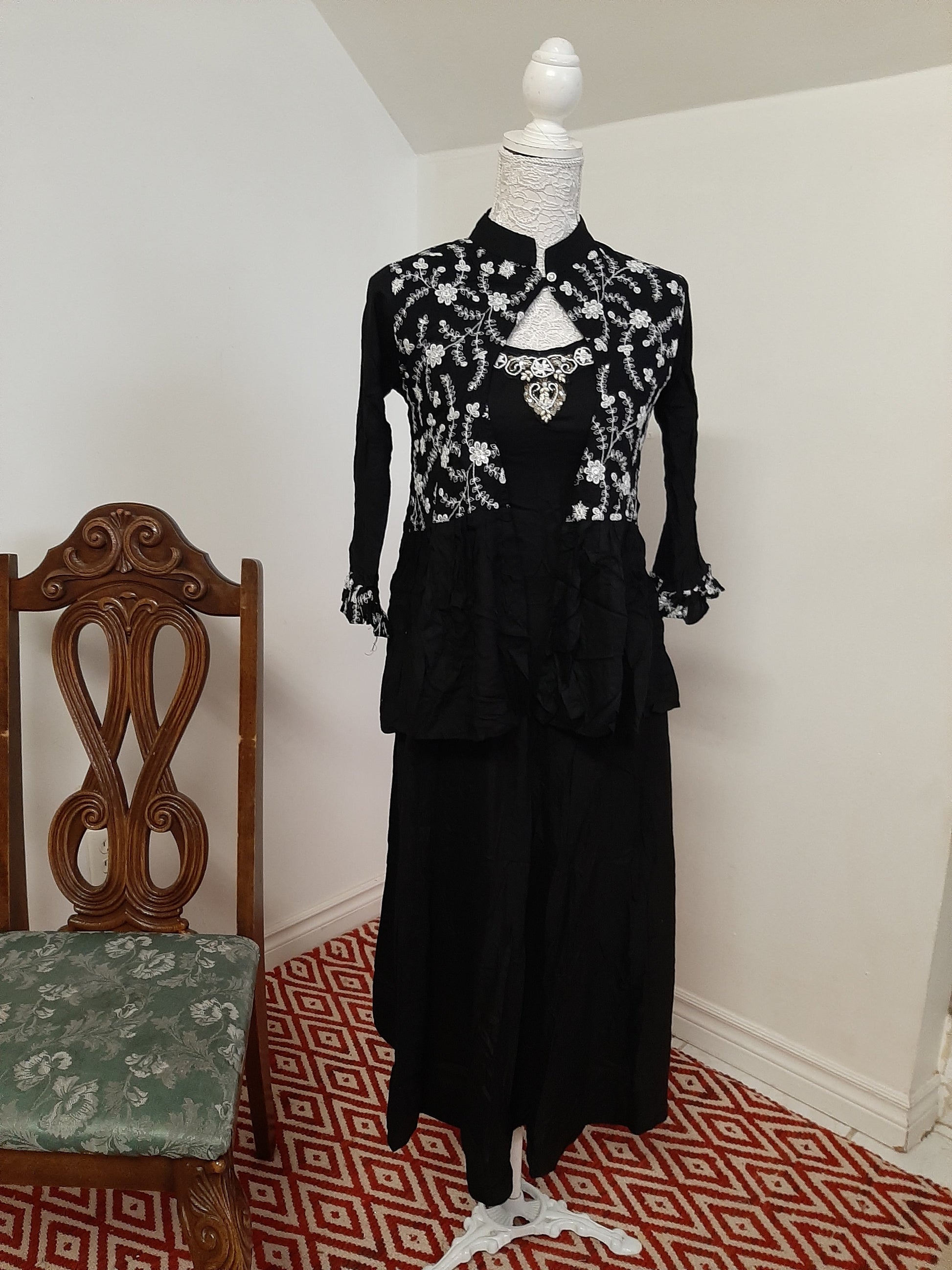 Black Rayon Kurti with Black Jacket @ DressingStylesCA.com