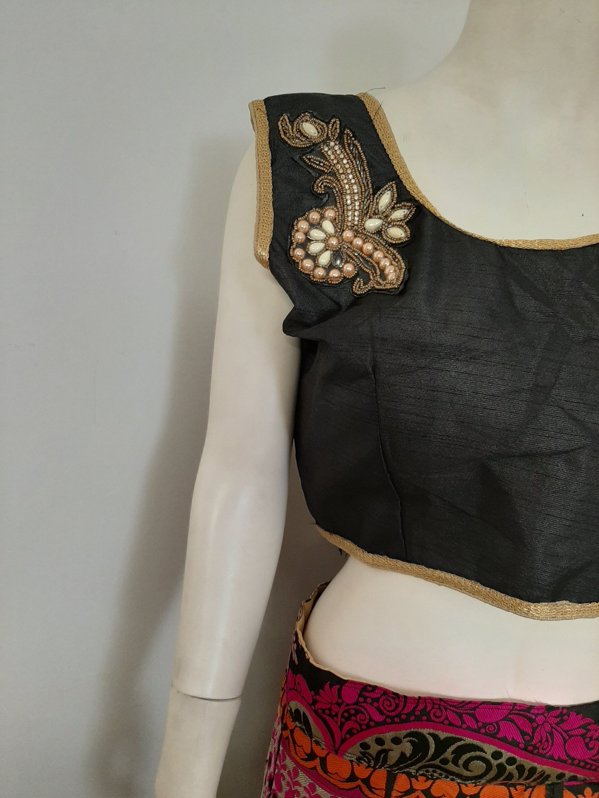 Black with Multicolors Lehenga and Black Dupatta @ DressingStylesCA.com