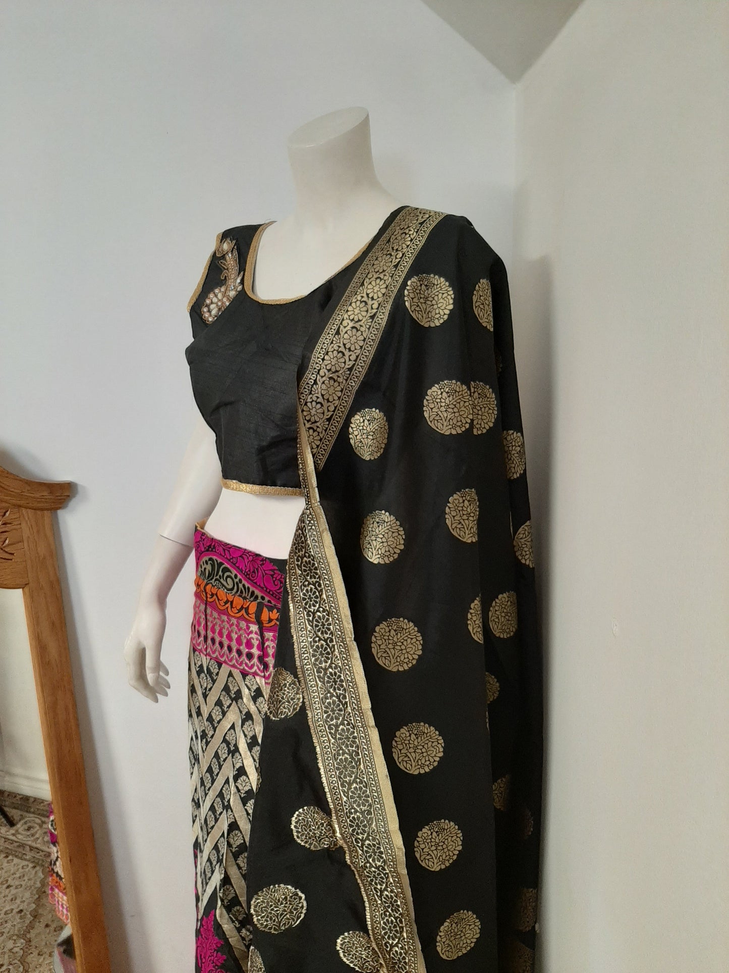 Black with Multicolors Lehenga and Black Dupatta @ DressingStylesCA.com