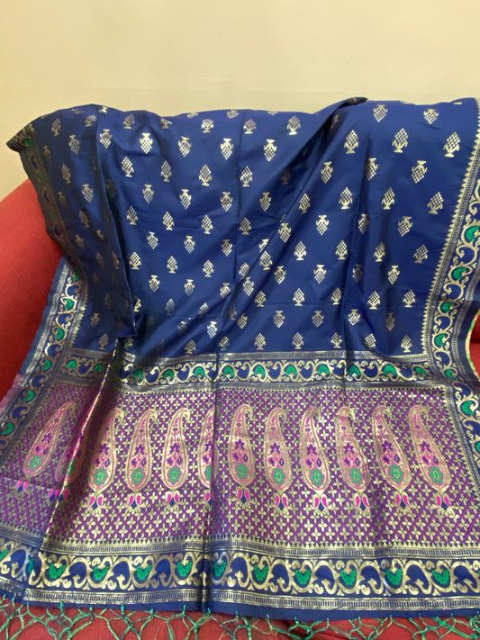 Blue Banarasi Duppata @ DressingStylesCA.com
