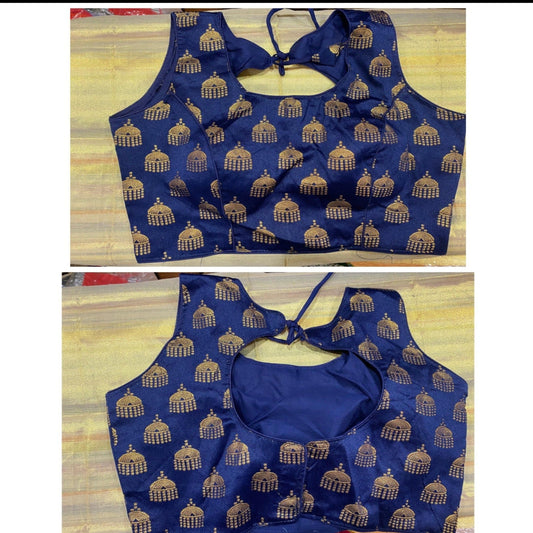 Blue Brocade Blouse (Petite size) @ DressingStylesCA.com