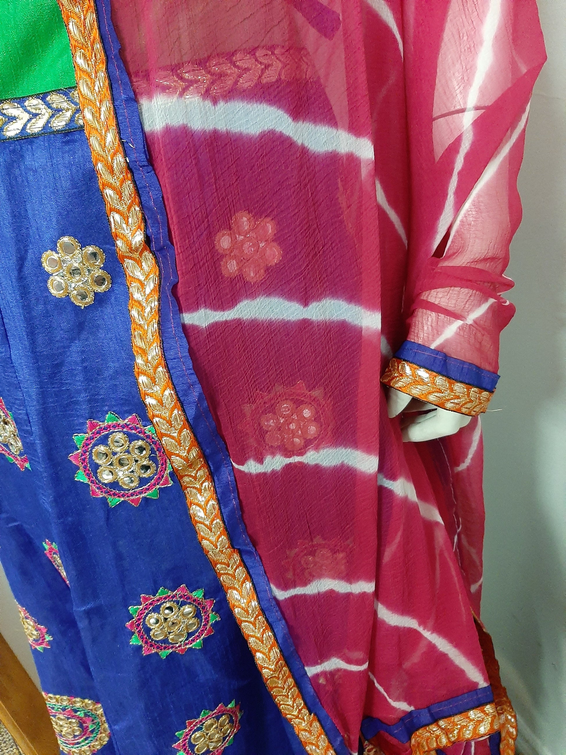 Blue Chaniya Choli and Pink Dupatta @ DressingStylesCA.com