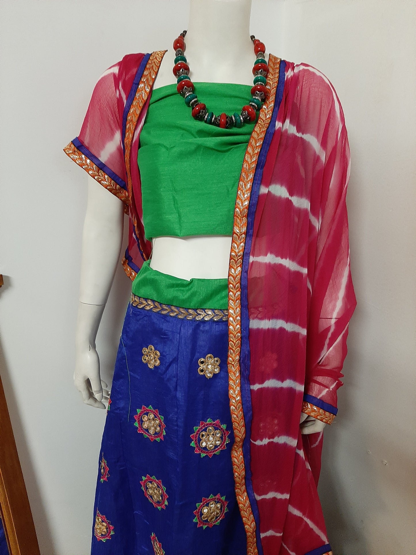 Blue Chaniya Choli and Pink Dupatta @ DressingStylesCA.com