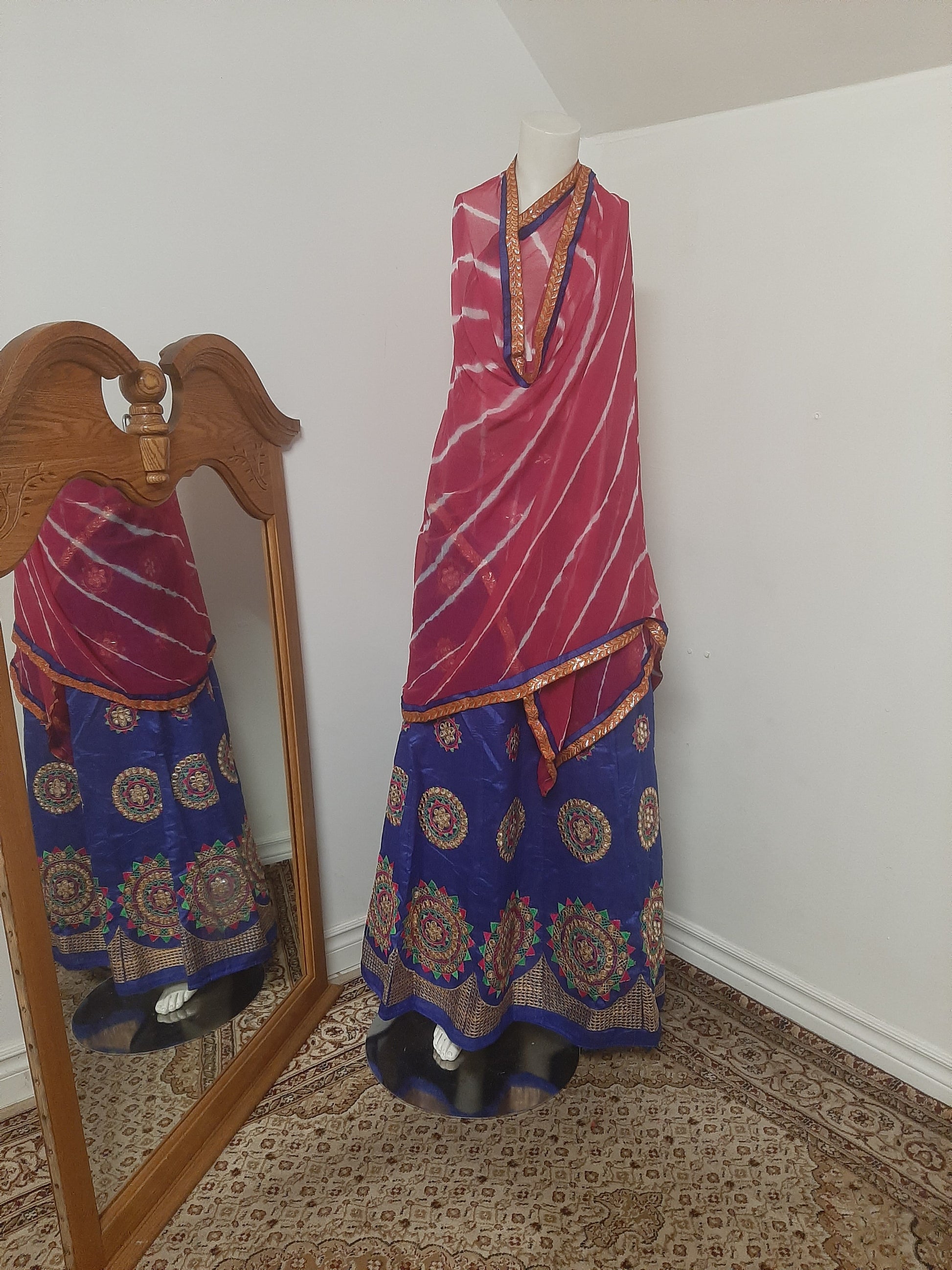 Blue Chaniya Choli and Pink Dupatta @ DressingStylesCA.com