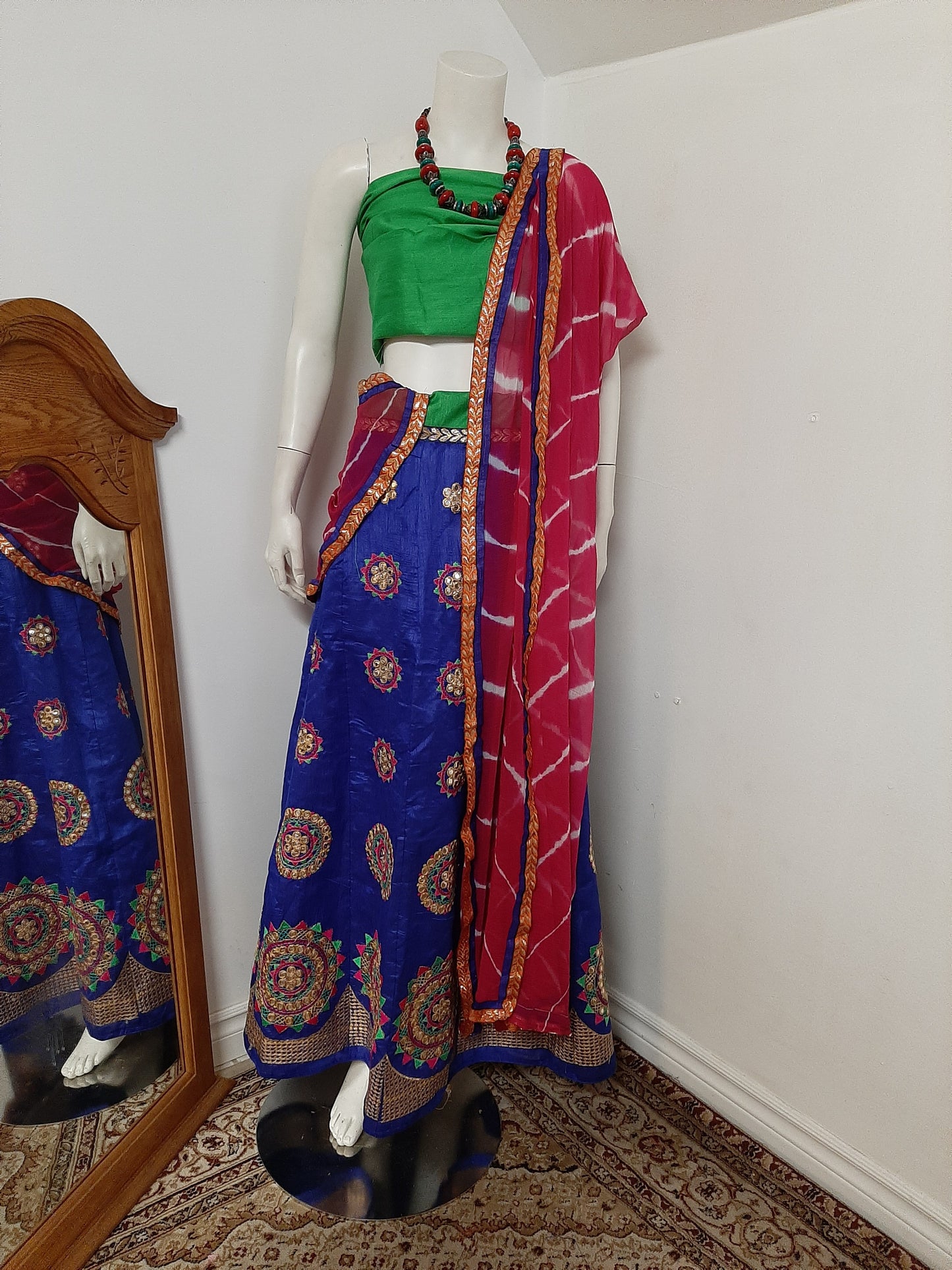 Blue Chaniya Choli and Pink Dupatta @ DressingStylesCA.com
