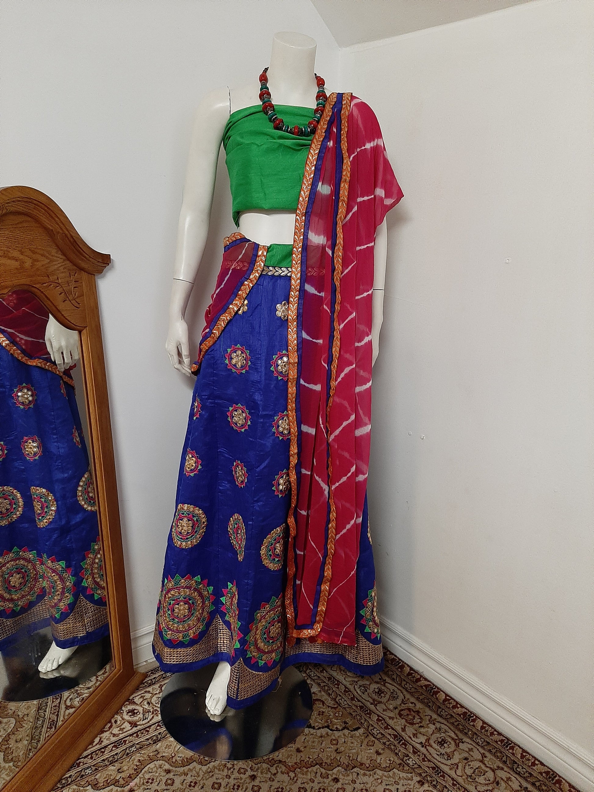 Blue Chaniya Choli and Pink Dupatta @ DressingStylesCA.com