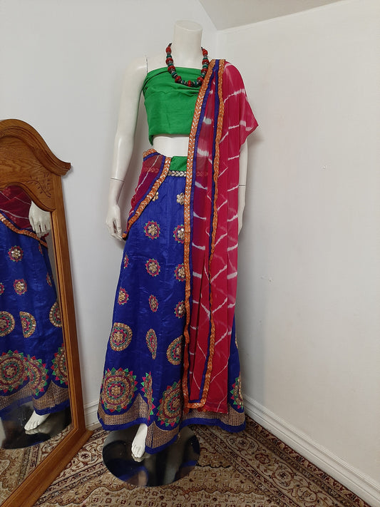 Blue Chaniya Choli and Pink Dupatta @ DressingStylesCA.com