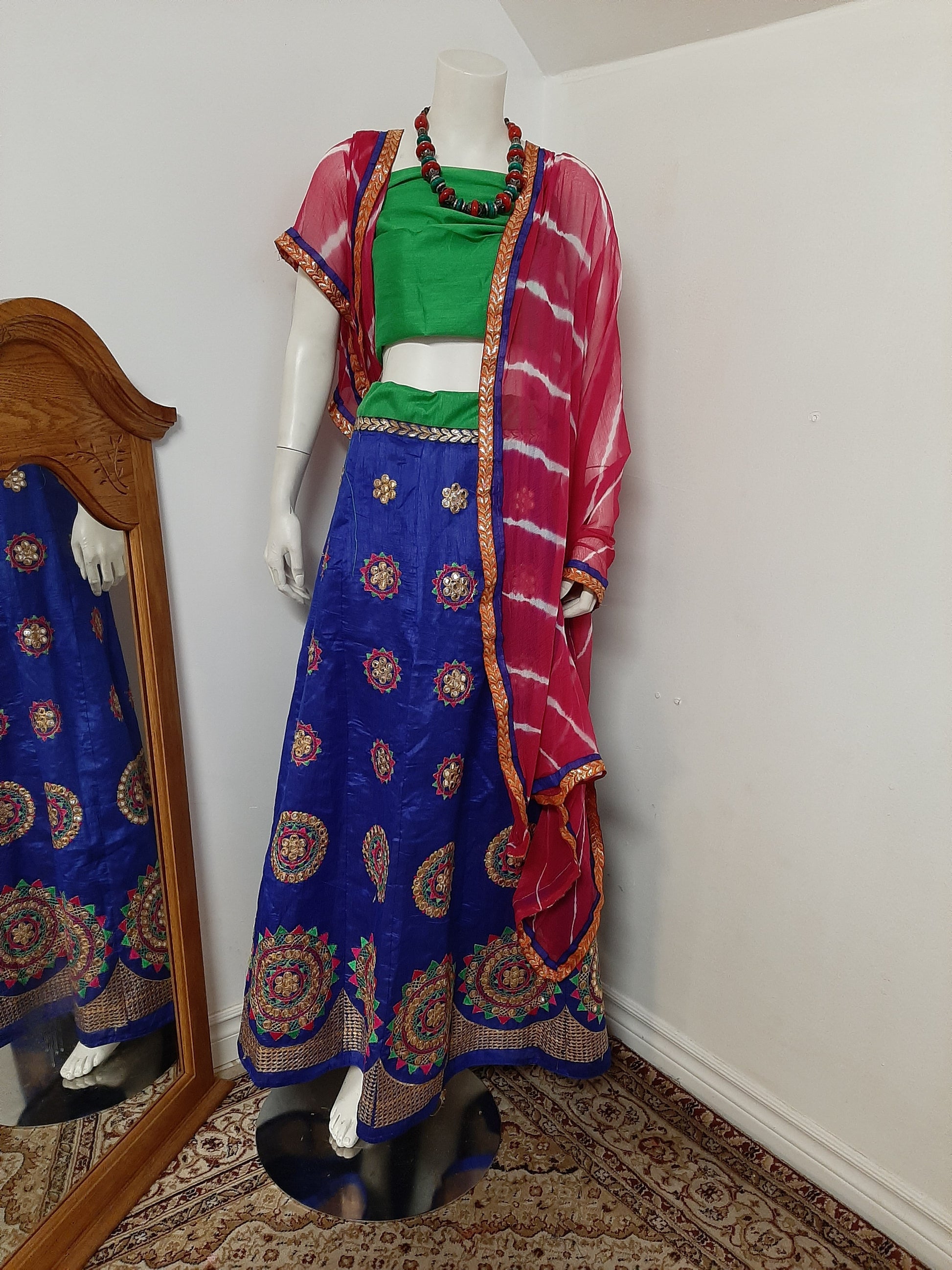 Blue Chaniya Choli and Pink Dupatta @ DressingStylesCA.com