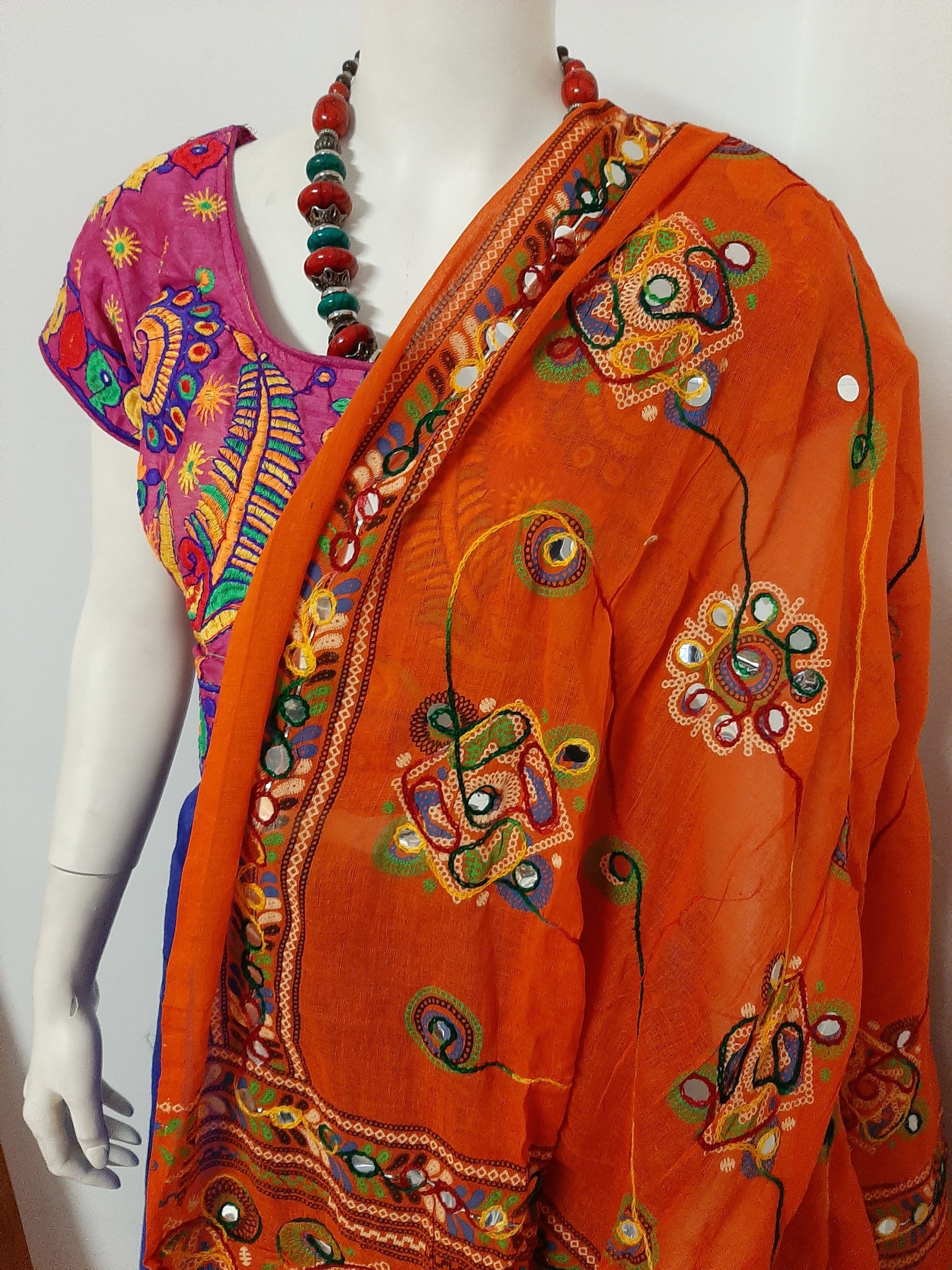Blue Chaniya and Orange Dupatta @ DressingStylesCA.com