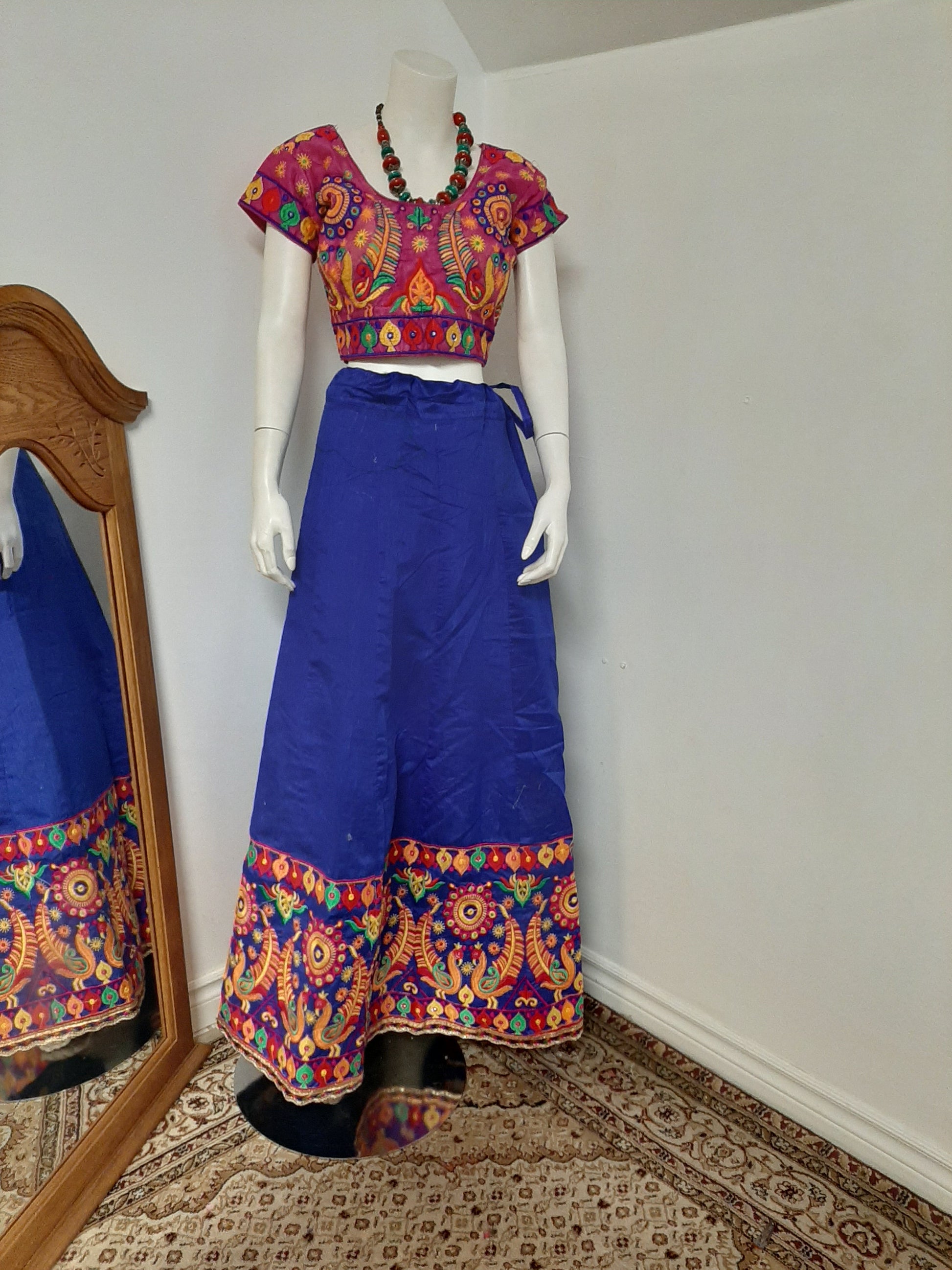 Blue Chaniya and Orange Dupatta @ DressingStylesCA.com