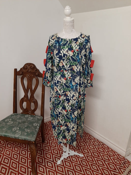 Blue Floral Kurti with Red Hand Bands @ DressingStylesCA.com