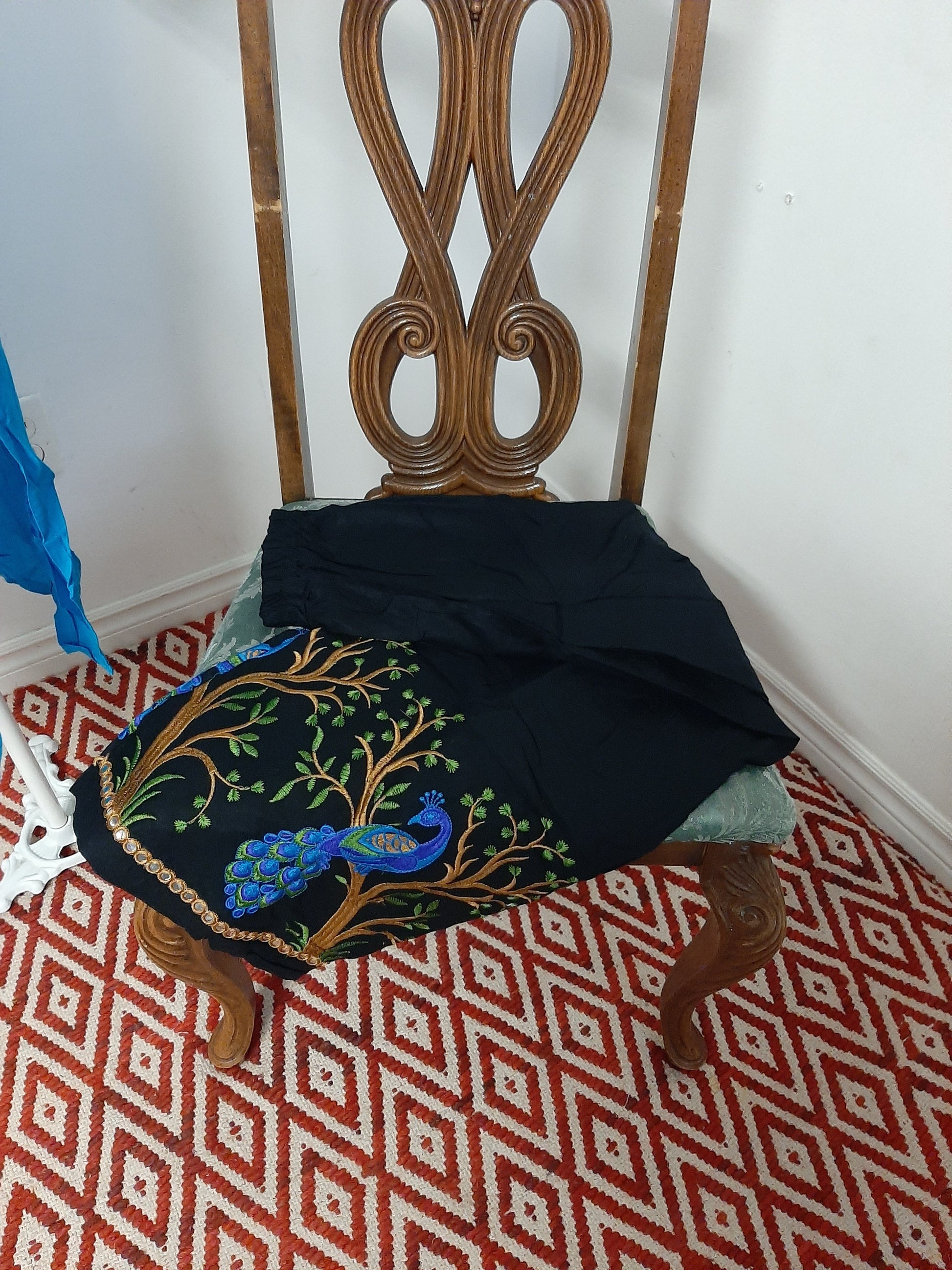 Blue Kurti and Black Lovely Black Palazzo with Embroidery @ DressingStylesCA.com