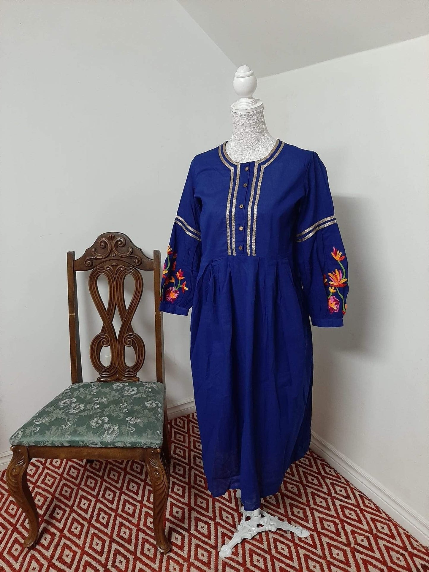 Blue Kurti lovely Embroidery work @ DressingStylesCA.com