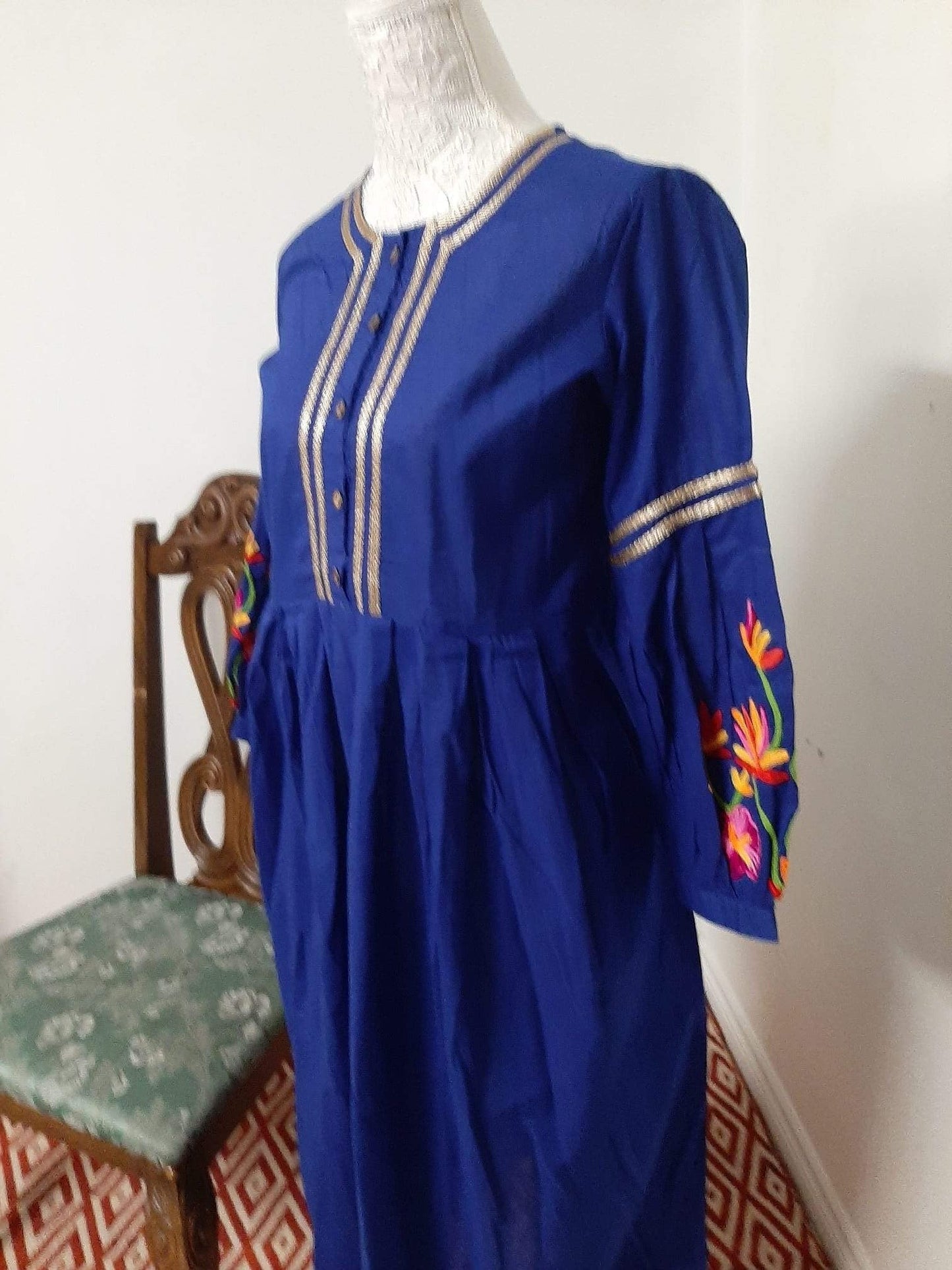 Blue Kurti lovely Embroidery work @ DressingStylesCA.com