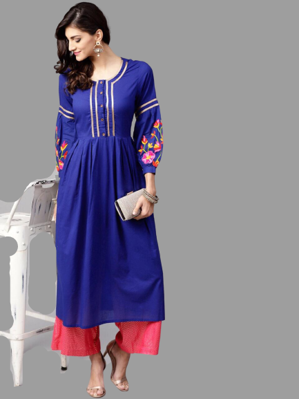 Blue Kurti lovely Embroidery work @ DressingStylesCA.com