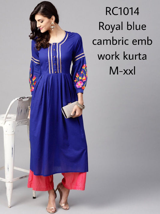 Blue Kurti lovely Embroidery work @ DressingStylesCA.com
