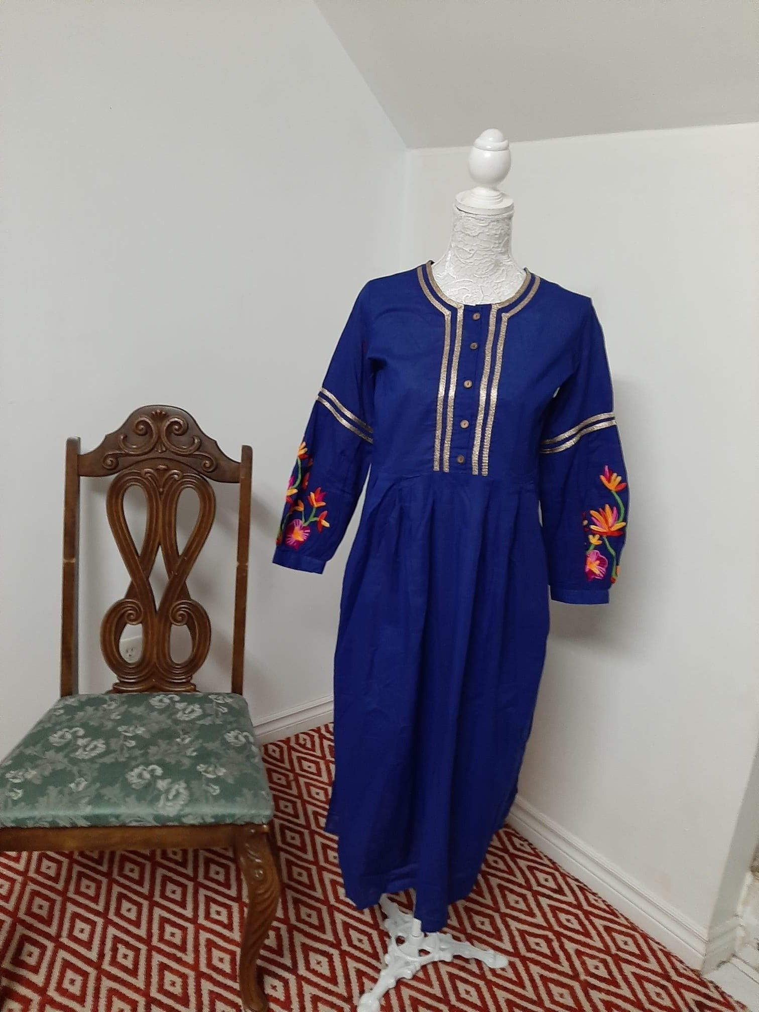 Blue Kurti lovely Embroidery work @ DressingStylesCA.com