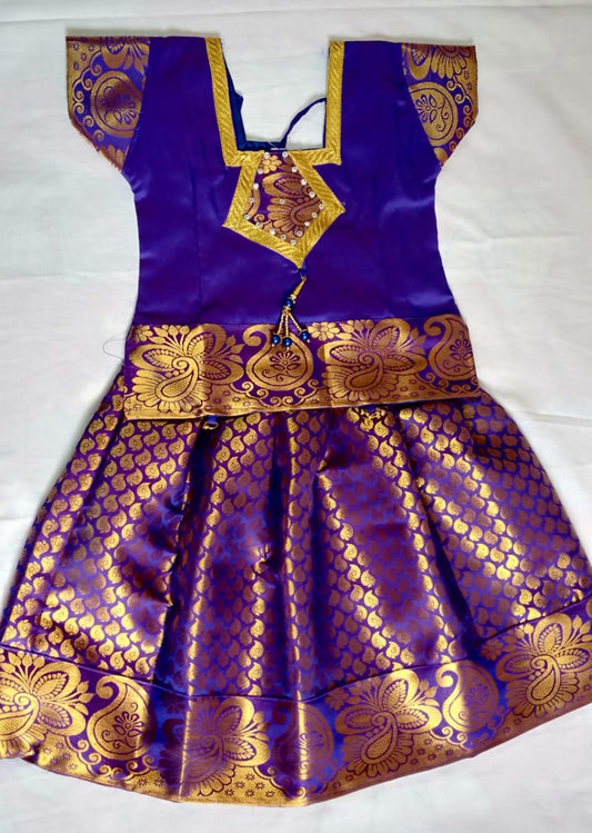 Blue Purple Art silk Pavada 1- 2 years @ DressingStylesCA.com