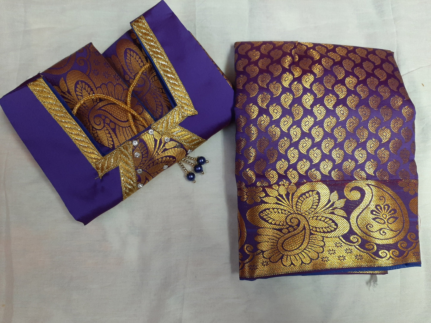 Blue Purple Art silk Pavada 1- 2 years @ DressingStylesCA.com