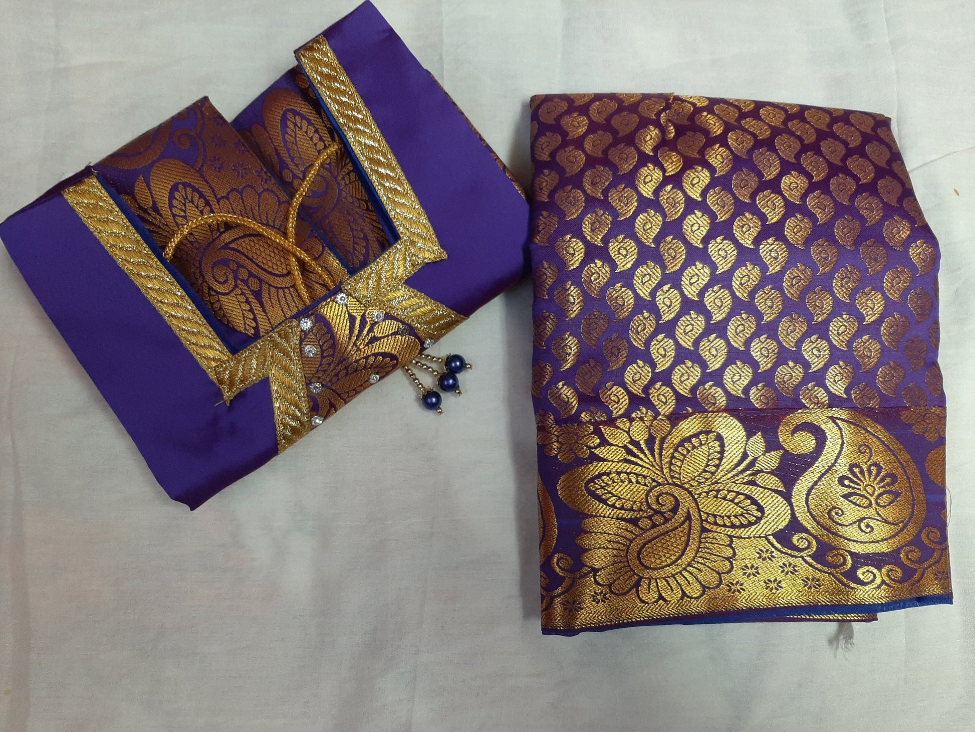 Blue Purple Art silk Pavada 1- 2 years @ DressingStylesCA.com